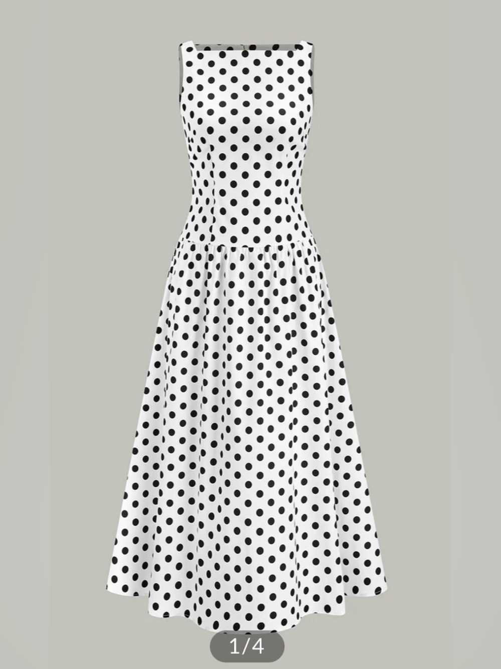 Commense Polka  Dot Sleeveless midi dress